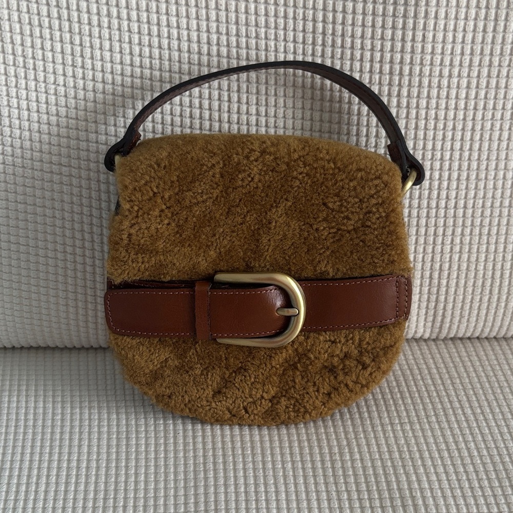 Patricia Nash Cognac Genuine Sherpa Belt-Accent Crossbody Bag